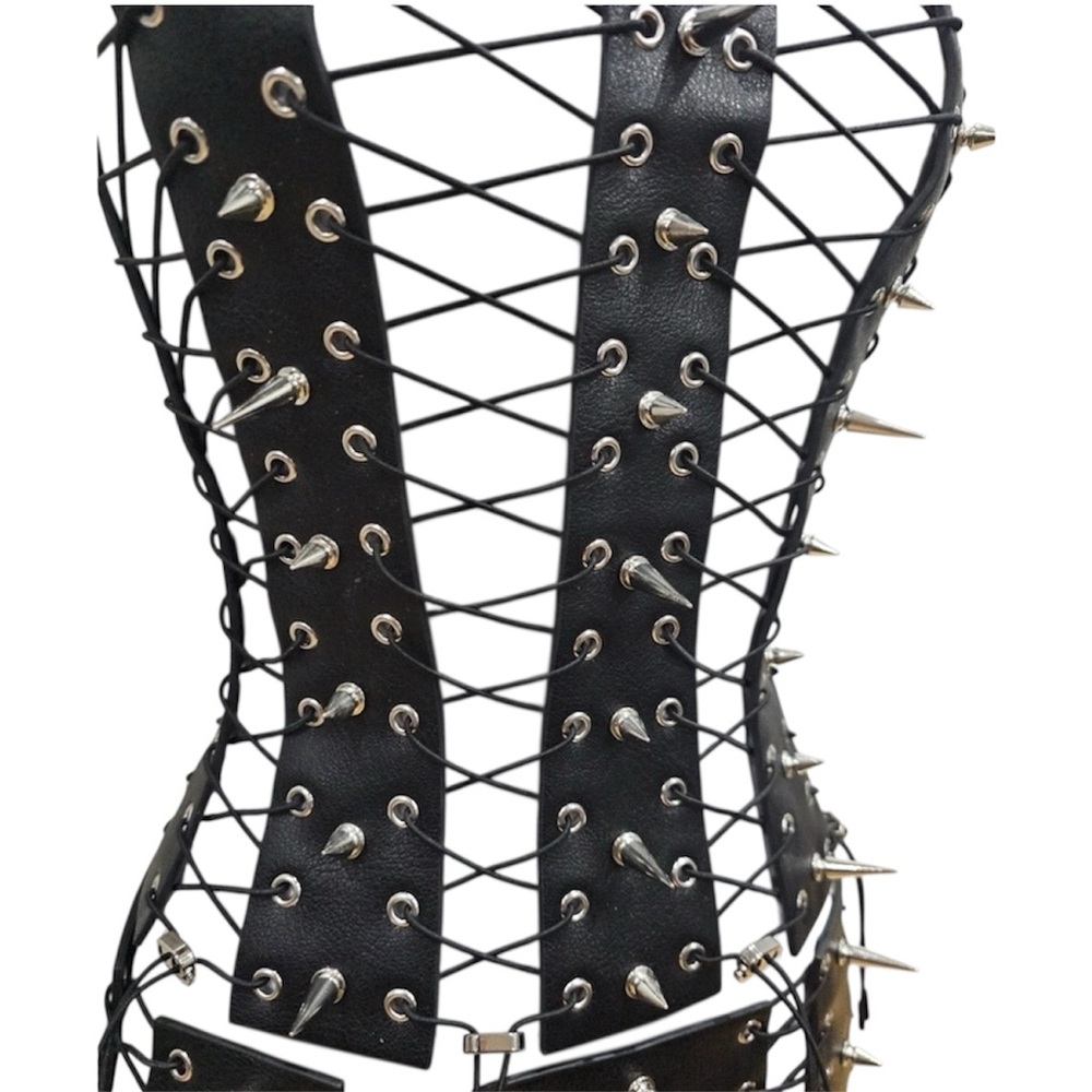 Namilia Dolls Kill Lace Up Spiked Inferno Black Corset Top NWT XS - Picture 8 of 12